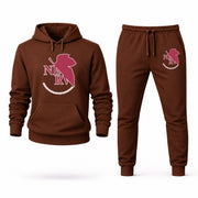 Men's Neon Genesis Evangelion Hoodie Joggers Set - Brown digital placement mockup