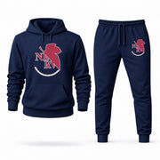 Men's Neon Genesis Evangelion Hoodie Joggers Set - Navy digital placement mockup