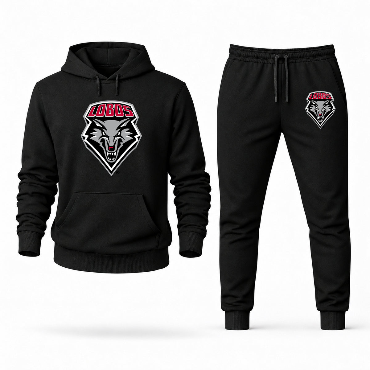 Men's New Mexico Hoodie Joggers Set - Black digital placement mockup