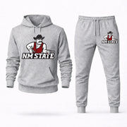 Men's New Mexico State Hoodie Joggers Set - Grey digital placement mockup