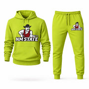Men's New Mexico State Hoodie Joggers Set - Lime Green digital placement mockup