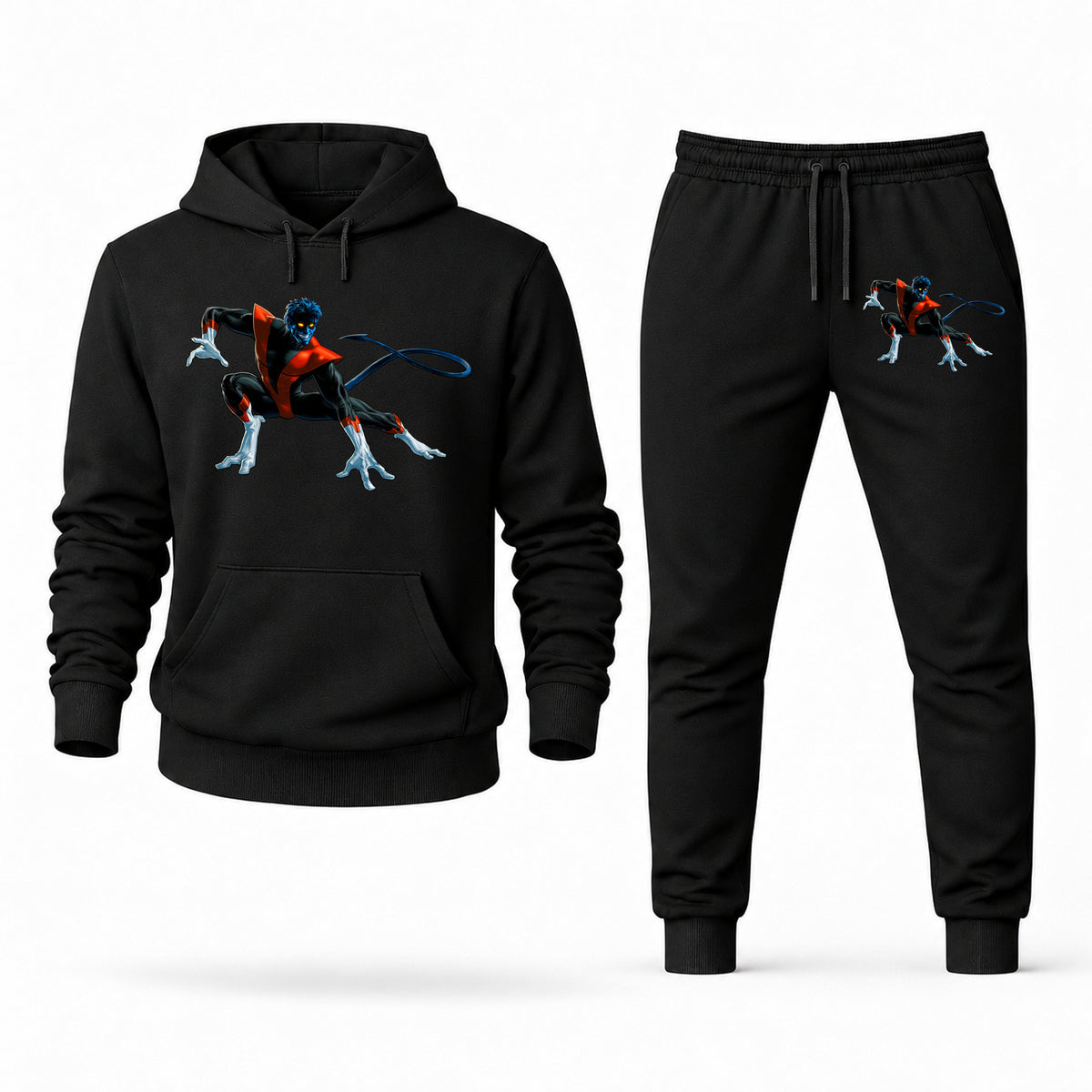 Men's Nightcrawler Hoodie Joggers Set - Black digital placement mockup