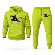 Men's Nightcrawler Hoodie Joggers Set - Lime Green digital placement mockup