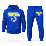 Men's Nirvana Hoodie Joggers Set - Blue digital placement mockup