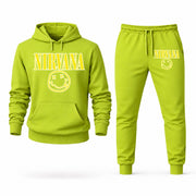 Men's Nirvana Hoodie Joggers Set - Lime Green digital placement mockup