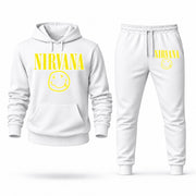 Men's Nirvana Hoodie Joggers Set - White digital placement mockup