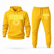 Men's Nirvana Hoodie Joggers Set - Yellow digital placement mockup