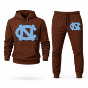 Men's North Carolina Hoodie Joggers Set - Brown digital placement mockup