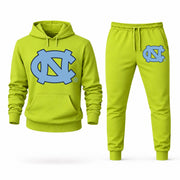 Men's North Carolina Hoodie Joggers Set - Lime Green digital placement mockup