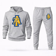 Men's North Carolina A&T Hoodie Joggers Set - Grey digital placement mockup