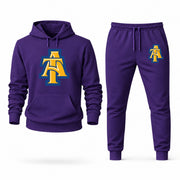 Men's North Carolina A&T Hoodie Joggers Set - Purple digital placement mockup