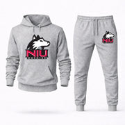 Men's Northern Illinois Hoodie Joggers Set - Grey digital placement mockup