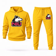 Men's Northern Illinois Hoodie Joggers Set - Yellow digital placement mockup