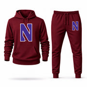 Men's Northwestern Hoodie Joggers Set - Burgundy digital placement mockup
