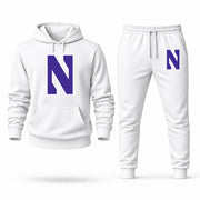 Men's Northwestern Hoodie Joggers Set - White digital placement mockup