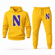 Men's Northwestern Hoodie Joggers Set - Yellow digital placement mockup
