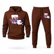 Men's Northwestern State Hoodie Joggers Set - Brown digital placement mockup