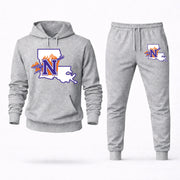 Men's Northwestern State Hoodie Joggers Set - Grey digital placement mockup