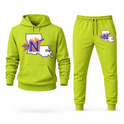 Men's Northwestern State Hoodie Joggers Set - Lime Green digital placement mockup