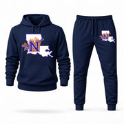 Men's Northwestern State Hoodie Joggers Set - Navy digital placement mockup