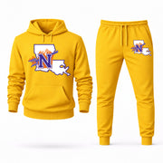Men's Northwestern State Hoodie Joggers Set - Yellow digital placement mockup