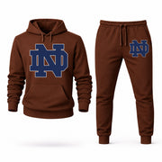 Men's Notre Dame Hoodie Joggers Set - Brown digital placement mockup