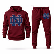Men's Notre Dame Hoodie Joggers Set - Burgundy digital placement mockup