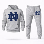 Men's Notre Dame Hoodie Joggers Set - Grey digital placement mockup