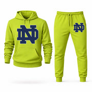 Men's Notre Dame Hoodie Joggers Set - Lime Green digital placement mockup