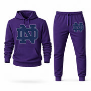 Men's Notre Dame Hoodie Joggers Set - Purple digital placement mockup