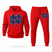 Men's Notre Dame Hoodie Joggers Set - Red digital placement mockup