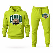 Men's Ohio Hoodie Joggers Set - Lime Green digital placement mockup