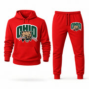 Men's Ohio Hoodie Joggers Set - Red digital placement mockup