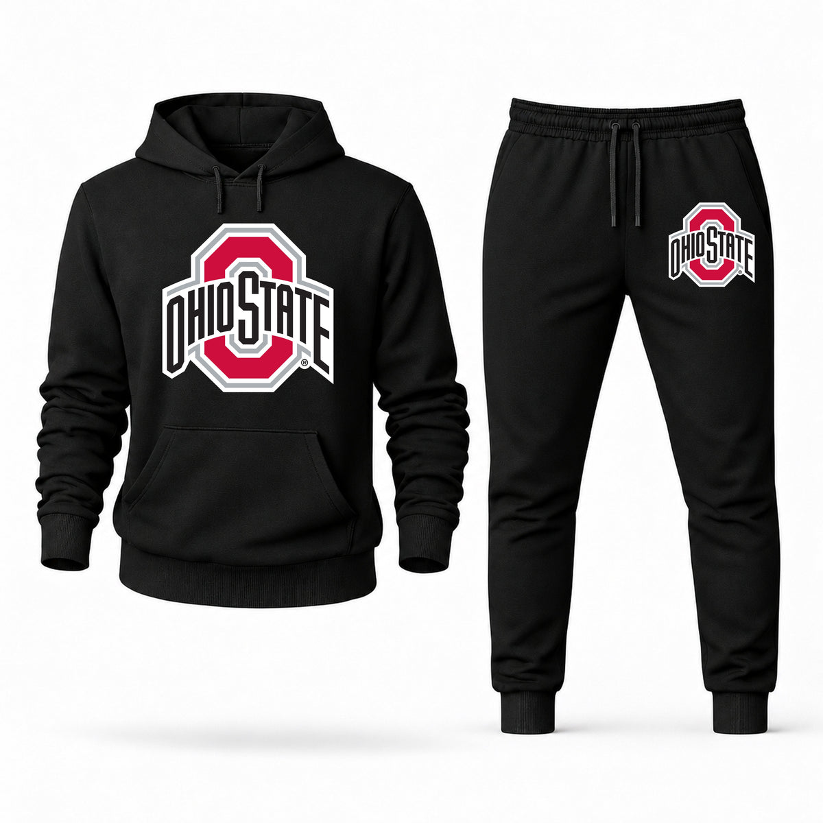 Men's Ohio State Hoodie Joggers Set - Black digital placement mockup