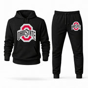 Men's Ohio State Hoodie Joggers Set - Black digital placement mockup