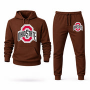 Men's Ohio State Hoodie Joggers Set - Brown digital placement mockup