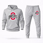 Men's Ohio State Hoodie Joggers Set - Grey digital placement mockup