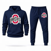 Men's Ohio State Hoodie Joggers Set - Navy digital placement mockup