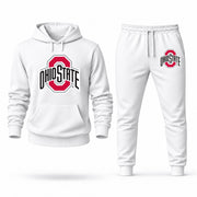 Men's Ohio State Hoodie Joggers Set - White digital placement mockup