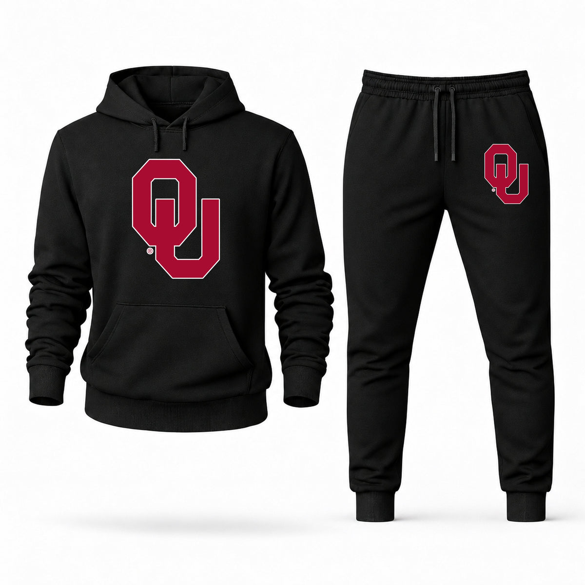Men's Oklahoma Hoodie Joggers Set - Black digital placement mockup