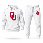 Men's Oklahoma Hoodie Joggers Set - White digital placement mockup