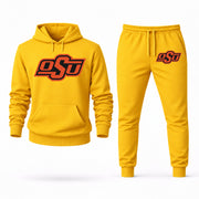 Men's Oklahoma State Hoodie Joggers Set - Yellow digital placement mockup
