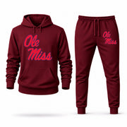 Men's Ole Miss Hoodie Joggers Set - Burgundy digital placement mockup