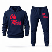 Men's Ole Miss Hoodie Joggers Set - Navy digital placement mockup