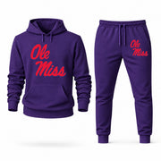 Men's Ole Miss Hoodie Joggers Set - Purple digital placement mockup