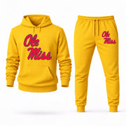 Men's Ole Miss Hoodie Joggers Set - Yellow digital placement mockup