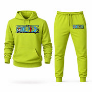 Men's One Piece Hoodie Joggers Set - Lime Green digital placement mockup