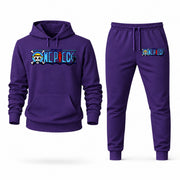 Men's One Piece Hoodie Joggers Set - Purple digital placement mockup