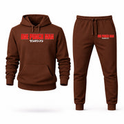 Men's One Punch Man Hoodie Joggers Set - Brown digital placement mockup