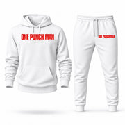 Men's One Punch Man Hoodie Joggers Set - White digital placement mockup